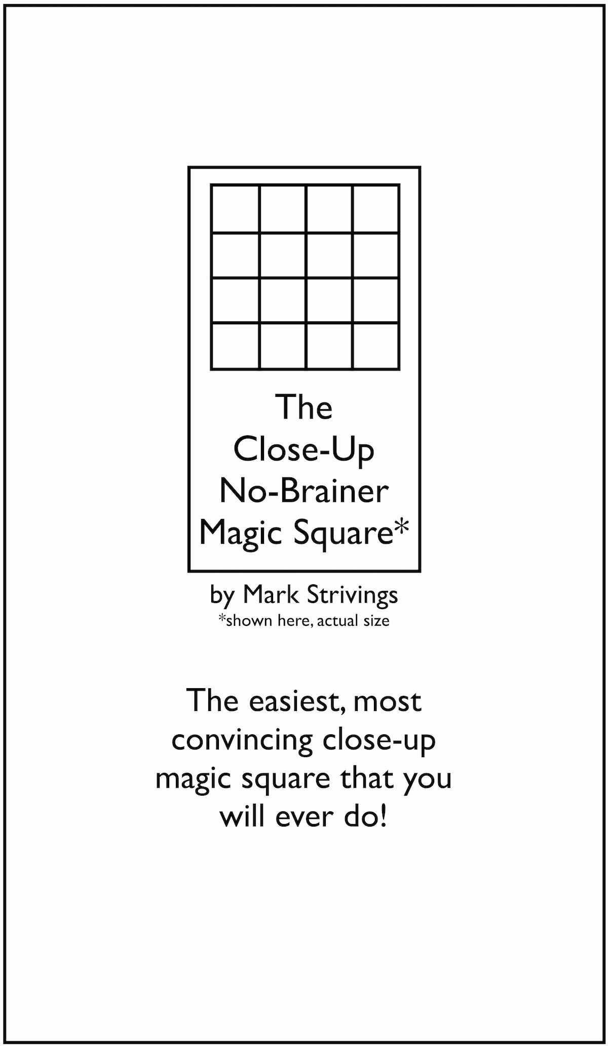 Mark Strivings - The Close-Up No-Brainer Magic Square